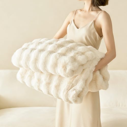 Keenstone Luxury Faux Fur Electric Heated Throw Blanket UK - 8 Heat Settings, 10-Hour Timer, Overheat Protection & OEKO-TEX Certified, Soft Fluffy for Family, Couch, Bed, All Seasons Home Relaxation