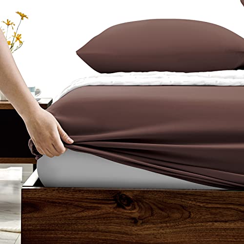 FreshCulture King Fitted Sheets, Bulk Pack of 6, Deep Pocket, Soft Microfiber Bottom Sheets for Home, Salons, Hotels, King Size Fitted Sheets Only (Brown)