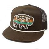 Red Dirt Hat Company Buffalo Patch Adjustable Snapback Hat (US, Alpha, One Size, Rustic Bison - Leathered Brown/Brown)