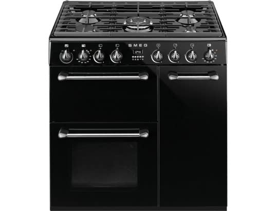 Cuisiniere mixte Smeg BM93BL - Noir - Classe énergétique / Plaque Gaz / Four Electrique Porte...