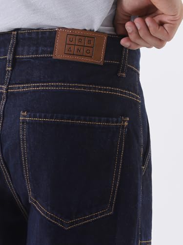 Image of Urbano Fashion Men's Loose Mid Rise Baggy Fit Cargo Jeans with 6 Pockets Non-Stretchable