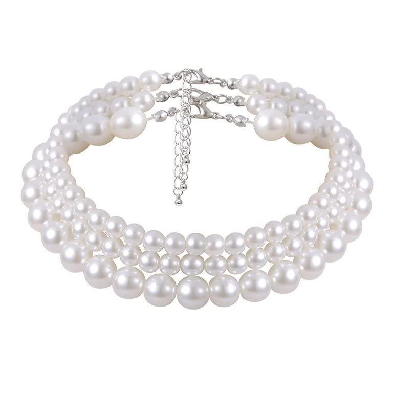 Dulcett India Pearl Choker Necklace Set For Women and Girls, Komal Pandey Inspired Pearl Choker Set, With Three Layers of Pearls, Latest Pearl Choker for Women and Girls (Original White Pearls) (B09W197Q9Y) Amazon Price History, Amazon Price Tracker