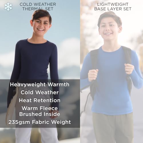 Image of Cuddl Duds Heavyweight 2 Piece Sets Base Layer Thermal Underwear for Boys | Winter Clothing, Fleece Lined Long Sleeve Top & Leggings, Soft Lounge Set for Cold Weather, Moisture Wicking Heat Retention