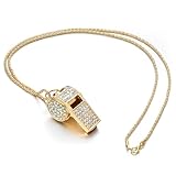 1 Stück Gold Trillerpfeife mit Strass, Glitzernde Sportpfeife, Schiedsrichter Pfeife, Metall Whistle mit Umhängeband, Lauter Klarer Klang, Geschenk für Trainer, Schulsport, Fußball Schiedsrichter