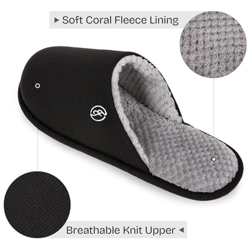 EverFoams Men's Cotton Knit Slippers Lightweight Memory Foam Indoor House Shoes with Anti-Skid Sole3