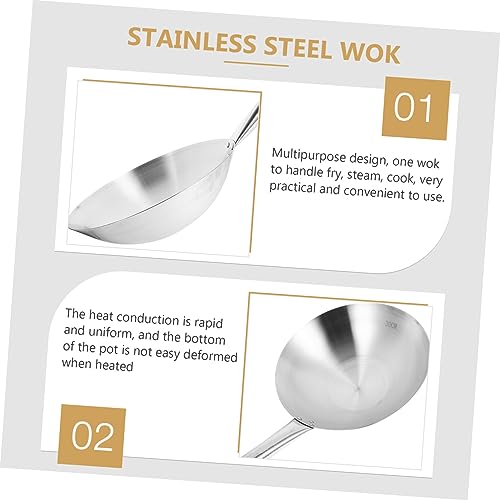 Wok de acero inoxidable con mango de acero miniatura 2