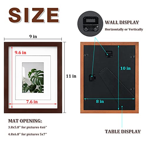 Egofine 8X10 Picture Frame Made Of Solid Wood With Plexiglass, Display Pictures 4X6/5X7 With Mat Or 8X10 Without Mat For Tabletop And Wall Mounting, Walnut Color #TOP5