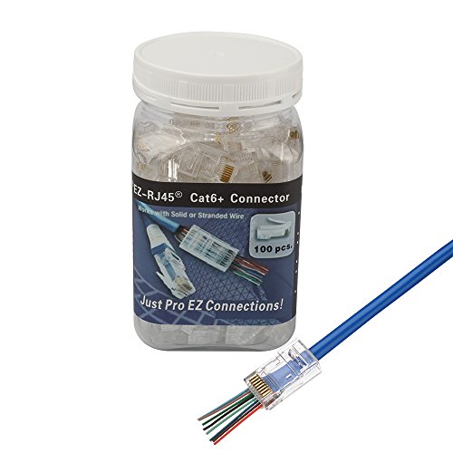 Petechtool Rj45 Cat6 Cat6A Pass Through Connectors 100-Pack For 23 Awg Cables - End Bold Ethernet 8P8C Gold Plated Modular Plug #TOP5