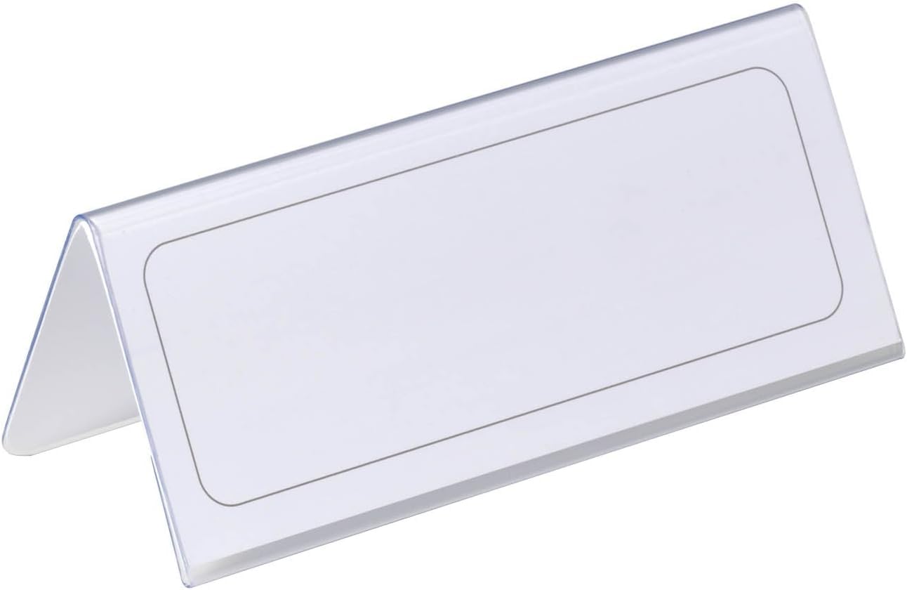 Durable Table Place Name Holder 61 x 150mm Transparent - Pack of 25 - Perfect for Meetings, Conferences, Events, etc.
