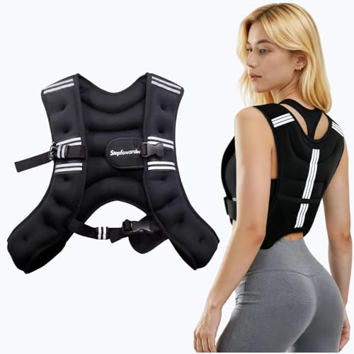 Stepfowarder Gewichtsweste, 3kg / 5kg Trainingsweste mit Reflexstreifen und Verstell-Riemen, Fitnessweste für Krafttraining, Laufen, Cardio und Fitness (5 KG - Schwarz) Stepfowarder Gewichtsweste, 3kg / 5kg Trainingsweste mit Reflexstreifen und Verstell-Riemen, Fitnessweste für Krafttraining, Laufen, Cardio und Fitness (5 KG - Schwarz)