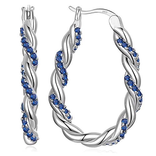 14K Gold Plated Oval Hoop Earrings for Women 925 Sterling Silver Post Twist Huggie Hoop Earrings Hypoallergenic Lightweight Hoop Earrings Jewelry Gifts