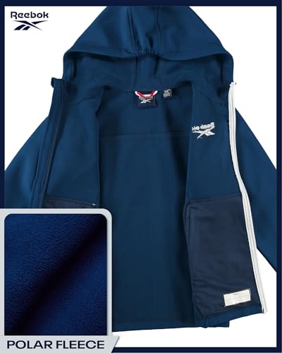 Image of Reebok Boys Fleece Jacket - Polar Fleece Lined Wind & Water Resistant Softshell Winter Jacket - Outdoor Winter Coat for Boys