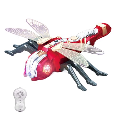 Genérico Remote Control Dragonfly, 2.4GHz Flying Robot, 12.99x12.6x2.95 Inches LED Lights and Spray, Realistic RC Dragonfly Toy with Music for Kids, Adults, Outdoor Interactive Model