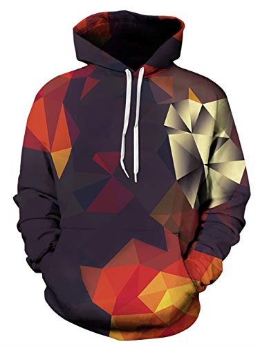 Spreadhoodie Hombre Mujer Sudadera con Capucha 3D Geometría Naranja Impresa Manga Larga Cordón Hoodie Estampada Camisetas XXL/XXXL