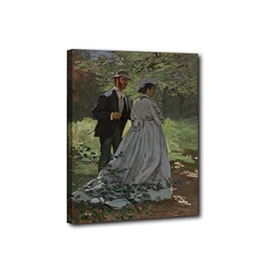 HengYun ART Berühmte Gemälde Replik The Walkers, 1865 von Claude Monet Poster, gerahmte Bilder für Esszimmer, Hintergrund, Wanddekoration, 50 x 65 cm, Innenrahmen