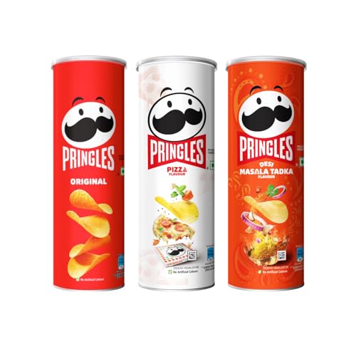 Image of Kellogg's Pringles Original+Desi Masala Tadka+ Pizza Flavour(107G Each),321 Grams