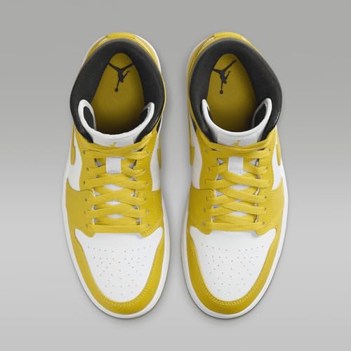 Jordan Women's 1 Mid White/Vivid Sulfur-Black (BQ6472 170) - 6.54