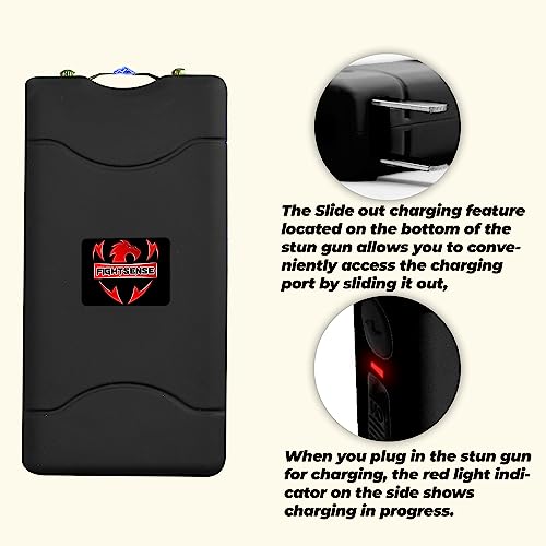 Super Heavy Duty 35 Billion Mini Stun Gun For Self Defense With Bright Led Flashlight, Rechargeable Battery, Nylon Holsters With Belt Loop For Easy Cary (Black) #TOP2