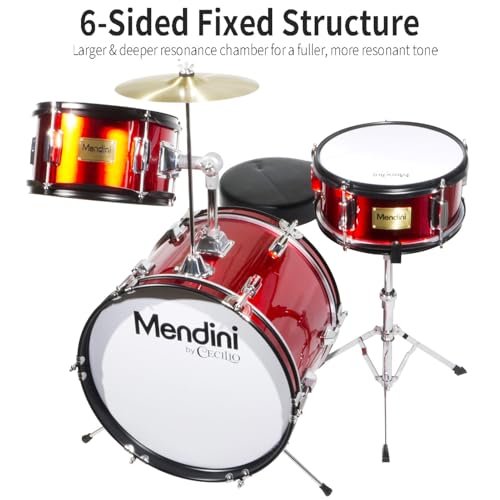 image for Mendini By Cecilio Kids Drum Set, 3 Piece Junior Drum Set for Beginner