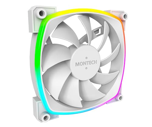 Ventilador AX 120 ARGB Montech blanco de 1600PWM con rodamiento duradero para chasis silencioso
