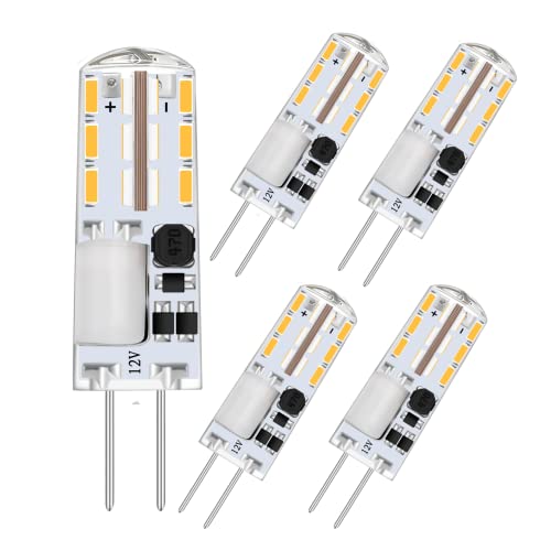 WYAANCCW G4 LED lamp,AC/DC 12V G4 Mini Bulb,1.5W Low Power Capsule LED Light Bulbs,Equivalent to 15W Halogen Bulb,Non-dimmable Warmweiß Leuchtmittel Birnen,4 Pack