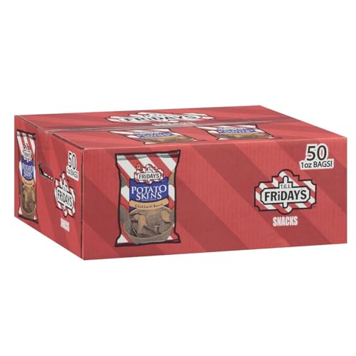 T.G.I. Friday Cheddar & Bacon Potato Skins Snack Chips, 1 Ounce, 50 Count