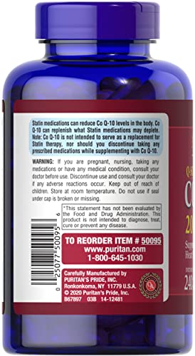 Puritan's Pride Coq10 200Mg, Supports Heart Health, 240 Rapid Release Softgels #TOP2