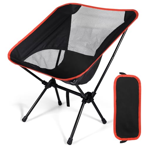 JUQG Silla de Camping Ligera Plegable, Capacidad de Carga 110kg, Silla de Camping Portátil con Bolsa de Almacenamiento, Silla de Playa Compacta para Picnic, Camping, Viajes, Pesca, Paya   Negro