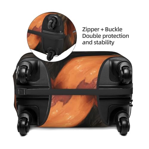 Black Kitten Witch Hat Pumpkin Elastic Travel Luggage Covers Dustproof Scratch-Resistant Suitcase Protector Fit 22-24 Inch2