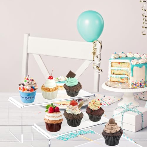 ZYNERY 10 Stück Acryl für Display, 5 Größen klar Riser Regal für Cupcakes, Pop Figuren, Kosmetik, Sammlerstücke Display, Schminktisch Organizer, Transparenter Ständer für Haus & Shop Display