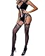 Mingnos Bodystockings für Damen Sexy Catsuit Ouvert Dessous Reizwäsche Ärmellos Unterwäsche Netz Strumpfhose Netzstrümpfe Rave Outfit Schwarz