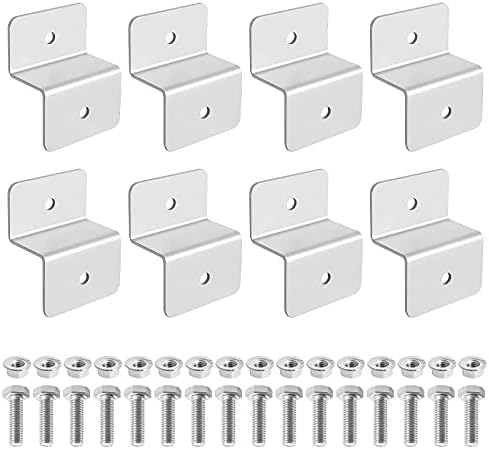 8Pcs Solar Panel Mounting Bracket, Solar Panel Z Bracket, Solar Panel Mounting Kits Z Bracket with 16Pcs Screw and Nuts for RV Boat Wall Caravans Yacht Solar Panel (Silver)