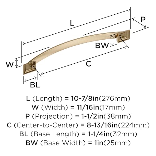 Image of Amerock Candler 8-13 /16 inch (224mm) Center-to-Center Golden Champagne Cabinet Pull, BP29351BBZ