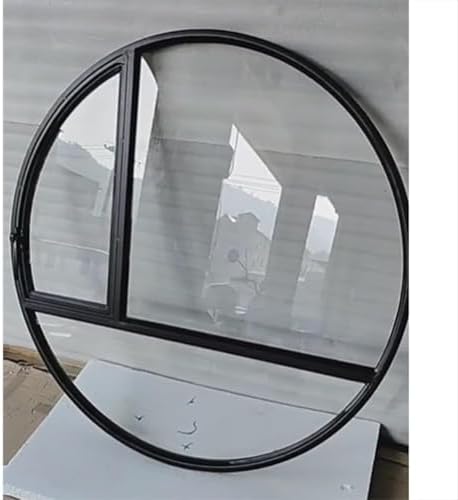 Aluminum Round Shed Window, 38in Black Embedded Tempered Glass Porthole, Stylish Home Decor with Handle, Durable Outdoor Ventilation Solution