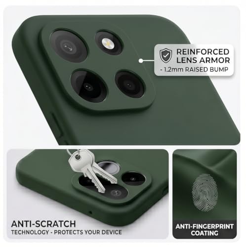 Image of FIRST MART Silicone Back Cover for OnePlus Nord 6 | Matte Green Anti-Slip Grip Case, Scratch Resistant, Slim Fit | Pack of 1
