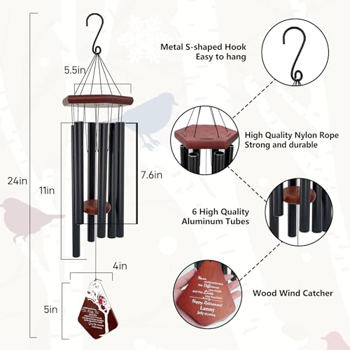 Image of ASTARIN Personalized Name Memorial Wind Chimes, Sympathy Gift for Loss of Lover Mom Dad, Bereavement Deep Tone Wind Chimes for Outside in Memory Gift, Decor Outdoor Garden Patio