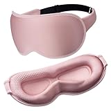 Weighted Eye Masks for Sleep Women: 3D Contoured Blackout Sleep Mask with Zero Pressure, Eyelash Friendly & Comfortable Blindfold for Airplane Travel, Night Shift Nurse, Yoga & Thoughtful Gift, Pink
