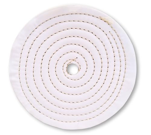 Lux Metal Disco Lucidatura In Cotone 200 mm Foro 16 mm Dischi Lucidare A Specchio Alluminio Cromature Metalli Acciaio Inox Ruota Lucidante Smerigliatrice Mola Ottone Rame Legno Marmo Plexiglass Bronzo