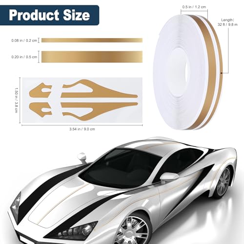 Image of Homoyoyo Gold Pinstripe Tape 32Ft Car Body Side Stripes Auto Pinstripe Tape Decal Waistline Sticker Universal Car Hood Body Side Stripe Glossy for SUV Truck Camper Motorcycle Musical Instrument (Gold