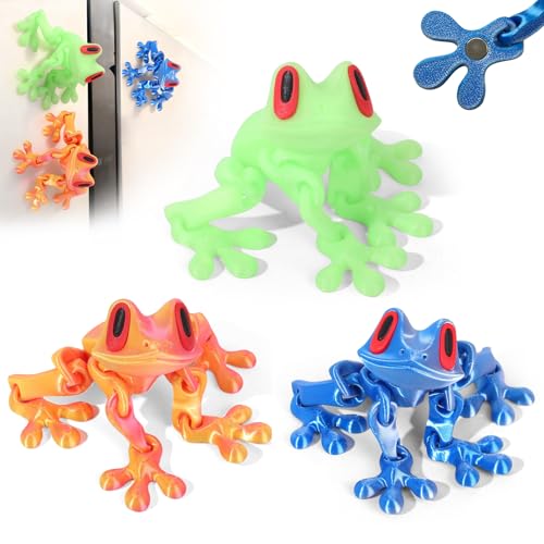 Kenmohuo 3Pcs 3D Printed Frog (8inch), Realistic Jointed Jum