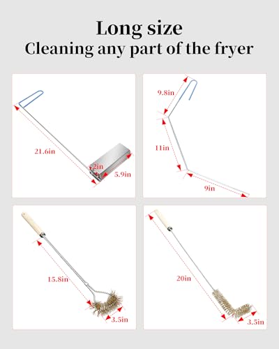 4-IN-1 Fryer Cleaning Tools, L Shaped Fryer Cleaning Brush, Deep Fryer Crumb Scoop, Long Handle Deep Fryer Basket Cleaning Brush, Deep Fryer Cleanout Rod, Applies to Commercial Kitchen, Fryer, Drain - Thumbnail 5