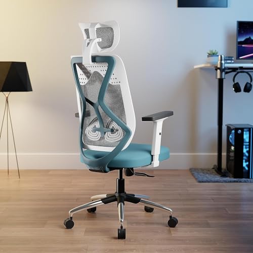 Image of SmileSellers Hector Multi-Purpose Gaming Chair,High Back Mesh Ergonomic Office Chair, Desk Chair with 2D Adjustable Armrests, Smart Synchro Multi-Tilt Lock Mechanism | No Seat Slider (Teal-White)