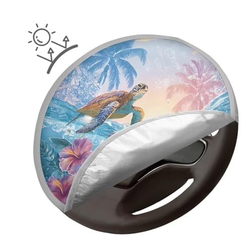 Image of Hawaiian Turtle Steering Wheel Cover Protector Foldable Car Steering Wheel Sun Shade Cover Block UV Rays Cool Car Accessories Universal Steering Wheel Shield