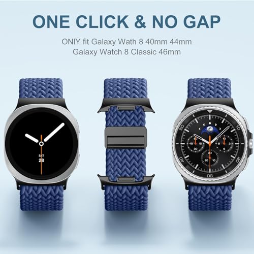 Image of VEMIGON Nylon Braided Magnetic Band Compatible with Samsung Galaxy Watch 8 /8 Classic, Elastic Fabric One Click No Gap Sport Strap for Galaxy Watch 8 40mm 44mm /8 Classic 46mm