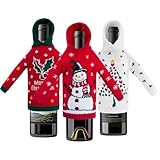 3Pcs Christmas Wine Bottle Covers Ugly Sweater ornaments Party Decorations Knitted Hoodie Sweatshirts Wine Bottle Bags Holiday New Year Outfits Christmas Gift