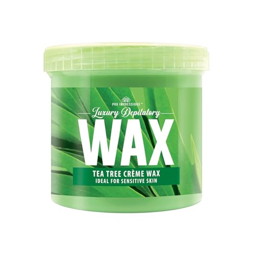 Pro Impressions Cera profesional de depilación caliente para cara y cuerpo, 450 g (3 ollas, cera de crema de árbol de té)