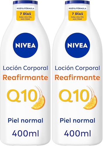 NIVEA Q10 Loción Corporal Reafirmante (1 x 400 ml), crema hidratante corporal 72h para piel normal, crema reafirmante corporal con Collagen Boost Complex, Vitamina C y Q10 puro (Paquete de 2)