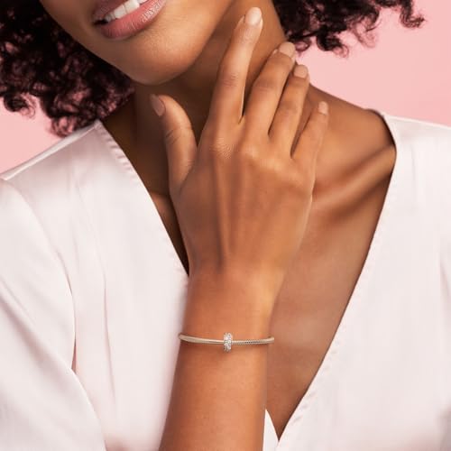 Pandora Clear Pavé Clip Charm - Gift for Her - Compatible Moments - With Gift Box Rose with Cubic Zirconia3