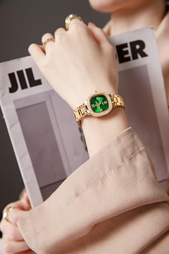 Image of London Fog Ave Maria Collection Analog Watch for Women with Square Dial, Crystal Studded Bezel Roman Numeral Markers and Stainless Steel Strap - LFW20004