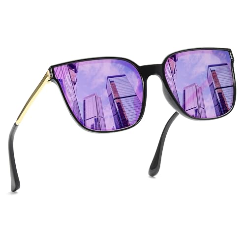 FancyPink Womens Polarized Sunglasses - Oversized Cateyes Frame Mirrored Sunglasses - UV Protection Shade for Women